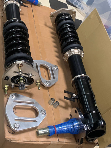 KP60 Front Coilover Kit: BC Racing AE86 Coilover Struts with Conversion Tops and Ball Joint Bushings