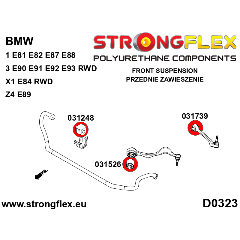 FRONT SUSPENSION BUSH KIT BMW E90/E91/E92/E93 RWD, E81/E82/E87/E88, Z4 E89-2