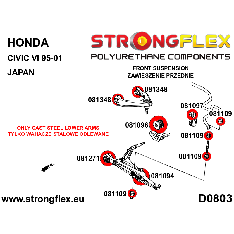 FRONT SUSPENSION BUSH KIT CIVIC EK-2