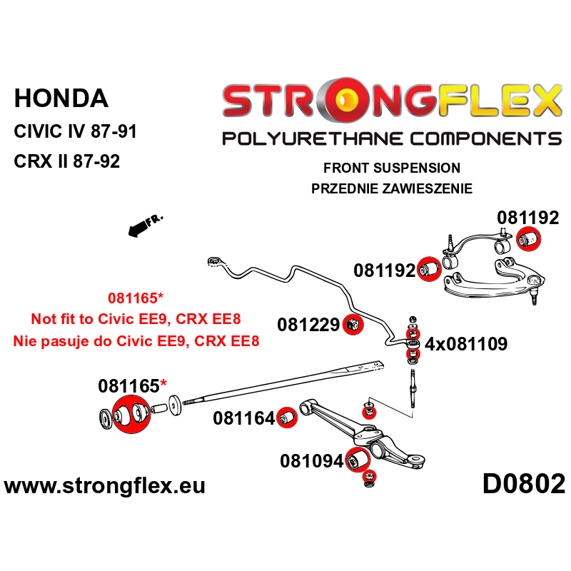 FULL SUSPENSION BUSH KIT CIVIC/CRX EC,ED,EE,EF,EX-2