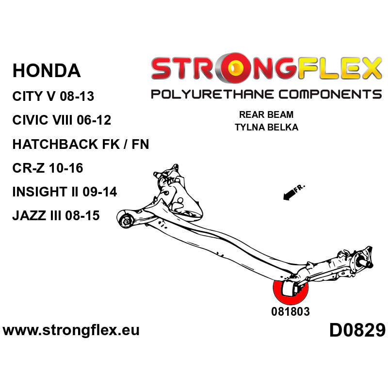 Honda Civic VIII (06-12) Hatchback FK/FN/FN2 Type R front suspension and rear beam bush kit-3