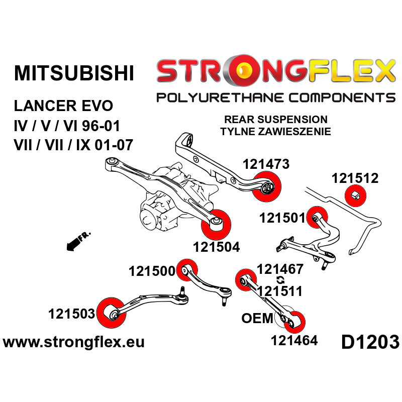 Rear suspension bush kit Mitsubishi Lancer Evolution IV/V/VI, VII/VIII/IX 126140B-2