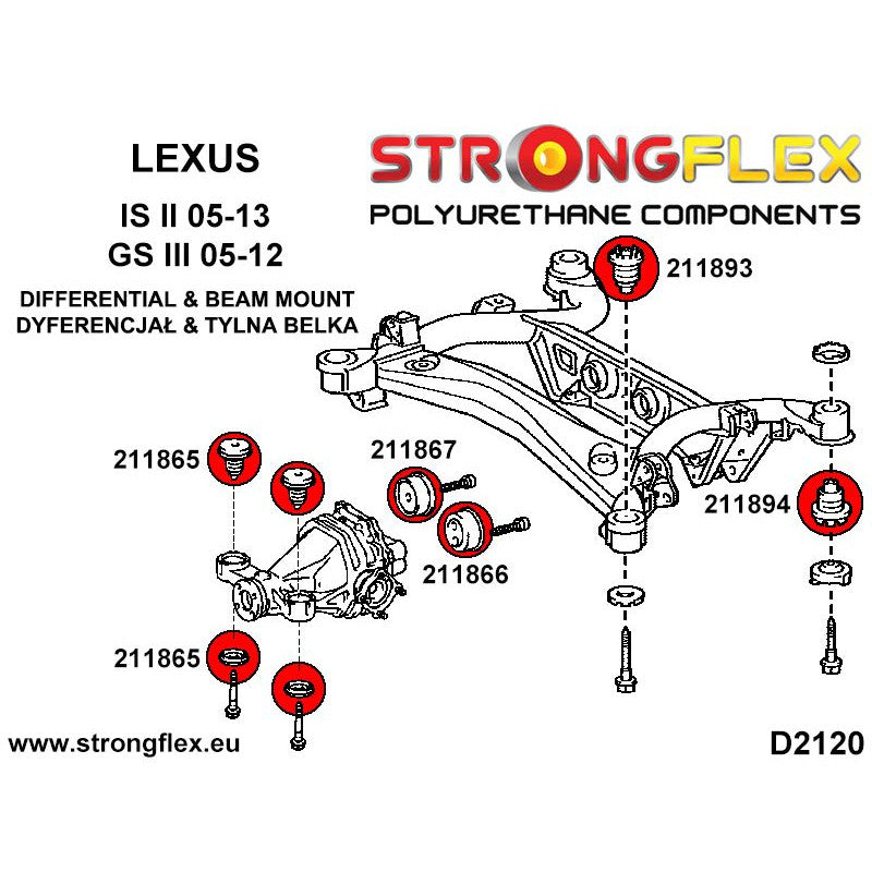 Lexus IS250 Rear subframe bush kit 216249B-2