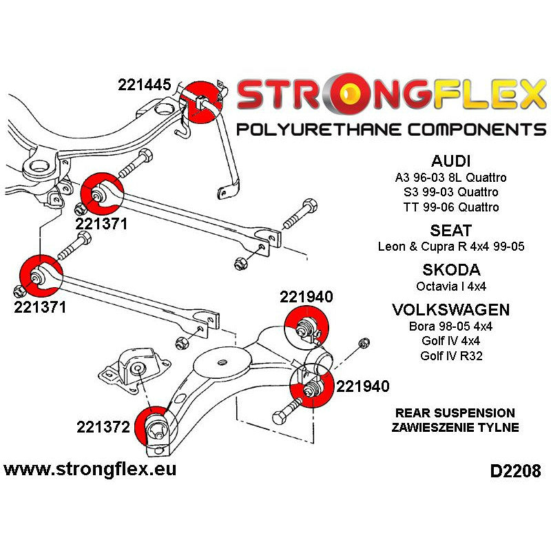 FULL SUSPENSION BUSH KIT AUDI A3,TT 8N / VW GOLF,BORA / SEAT LEON / SKODA OCTAVIA-7