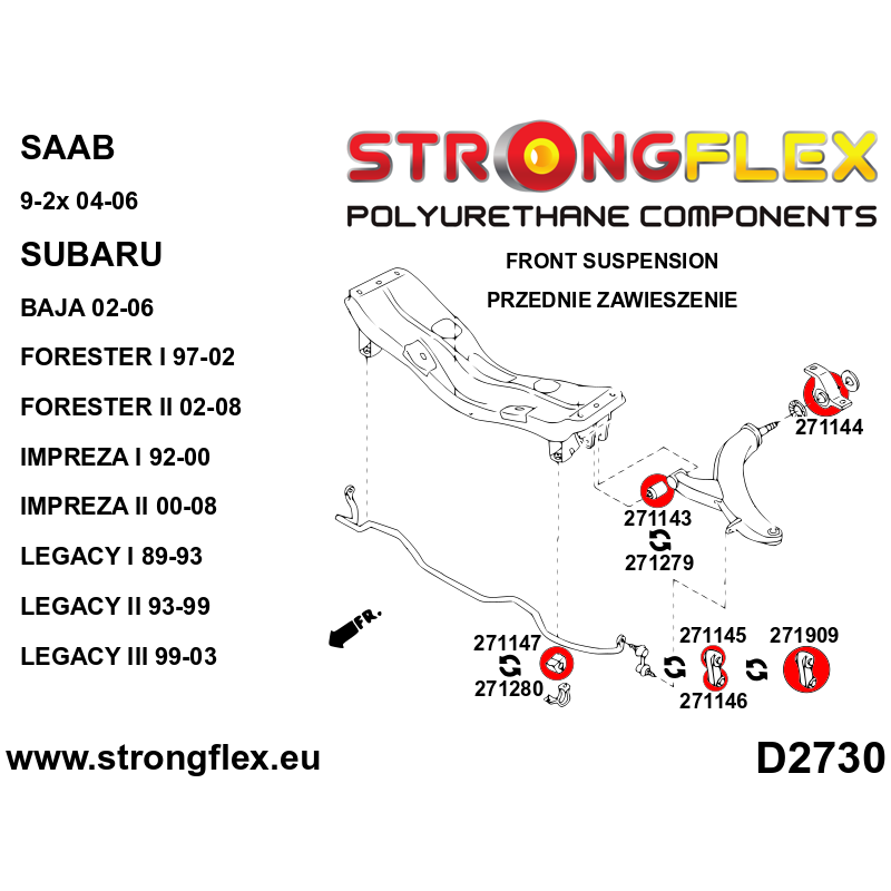 FULL SUSPENSION BUSH KIT IMPREZA GC,GD/FORESTER SF/LEGACY BC,BD-5