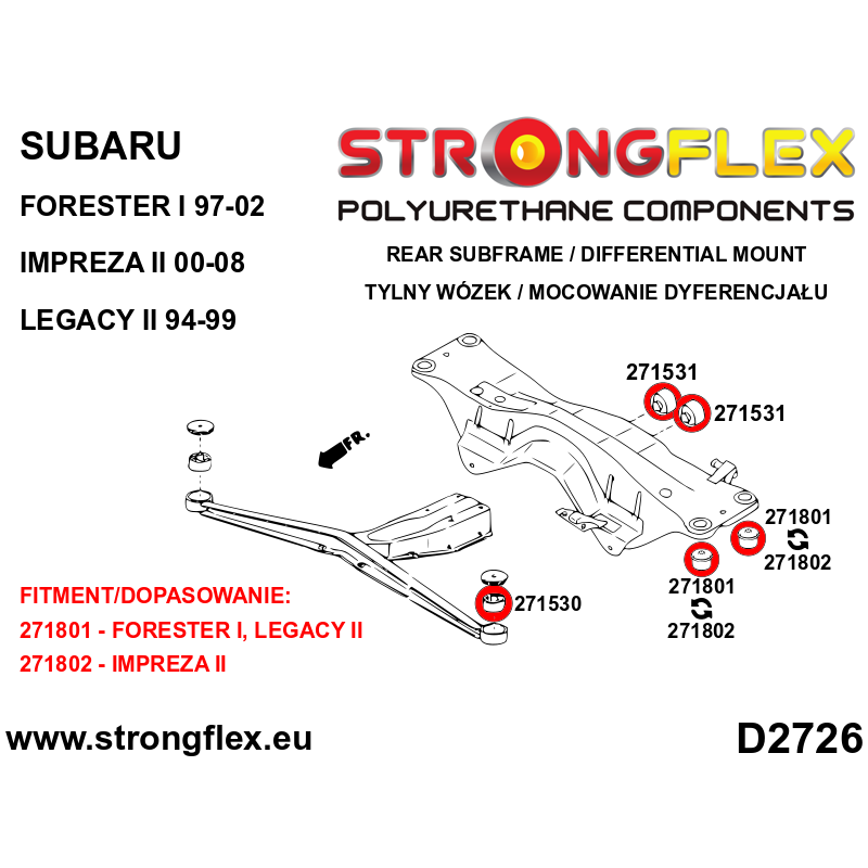 FULL SUSPENSION BUSH KIT IMPREZA GC,GD/FORESTER SF/LEGACY BC,BD-8