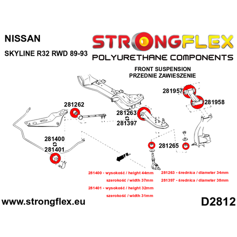 R32 GTR front upper arm bushes set