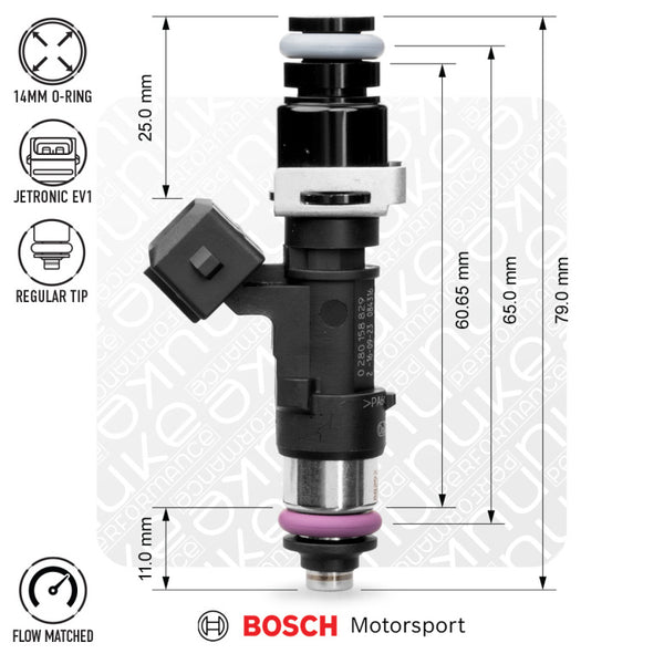 Bosch injector 2200cc, 65mm (EV14L), 1pcs flow matched