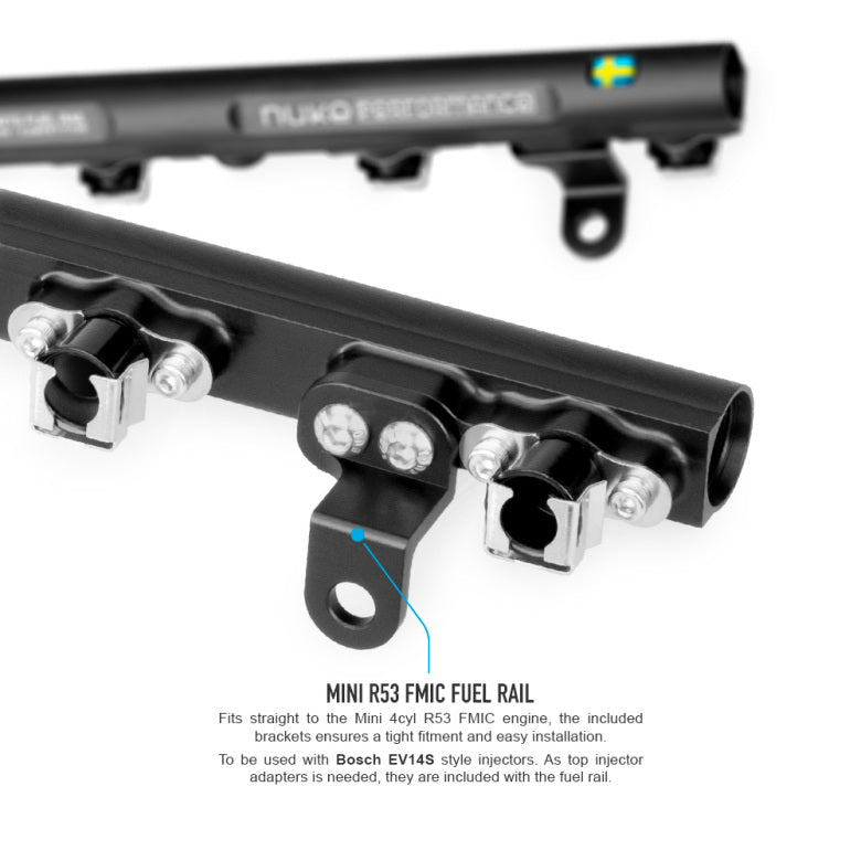Mini 4cyl R53 FMIC fuel rail (Including AN6 or AN8 Rail Fittings)-4