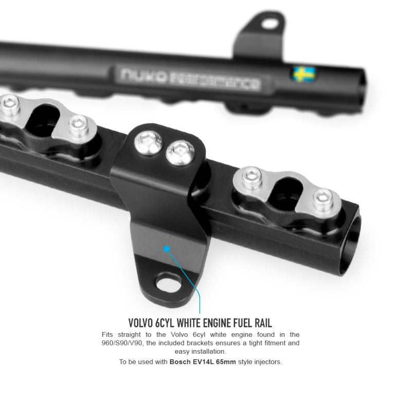 Volvo 6cyl White Engine 960 / S90 / V90 Fuel Rail (Including AN6 or AN8 Rail Fittings)-4