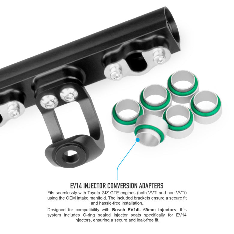 2JZ-GTE Bolt On Fuel Rail for 14mm Injectors (Including AN6 or AN8 Rail Fittings)-5