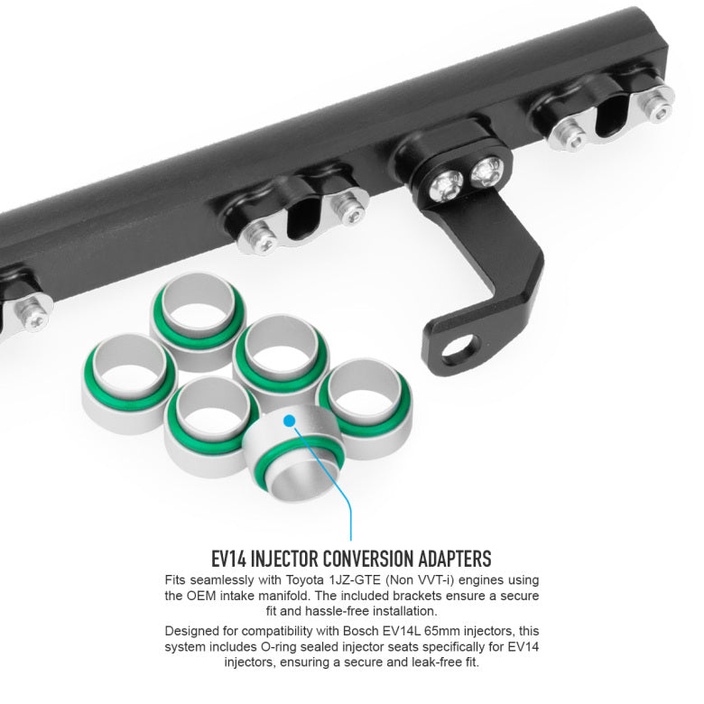 1JZ-GTE Non VVTi Bolt On Fuel Rail for 14mm Injectors (Including AN6 or AN8 Rail Fittings)-5