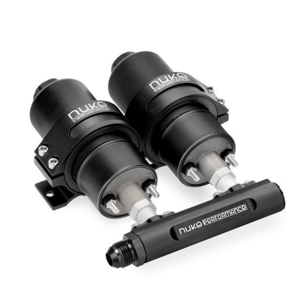 Nuke Fuel Log 4-port collector for Twin Bosch 044 Style Fuel Pumps