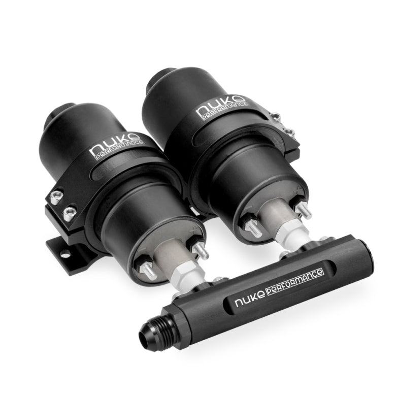 Nuke Fuel Log 4-port collector for Twin Bosch 044 Style Fuel Pumps-1