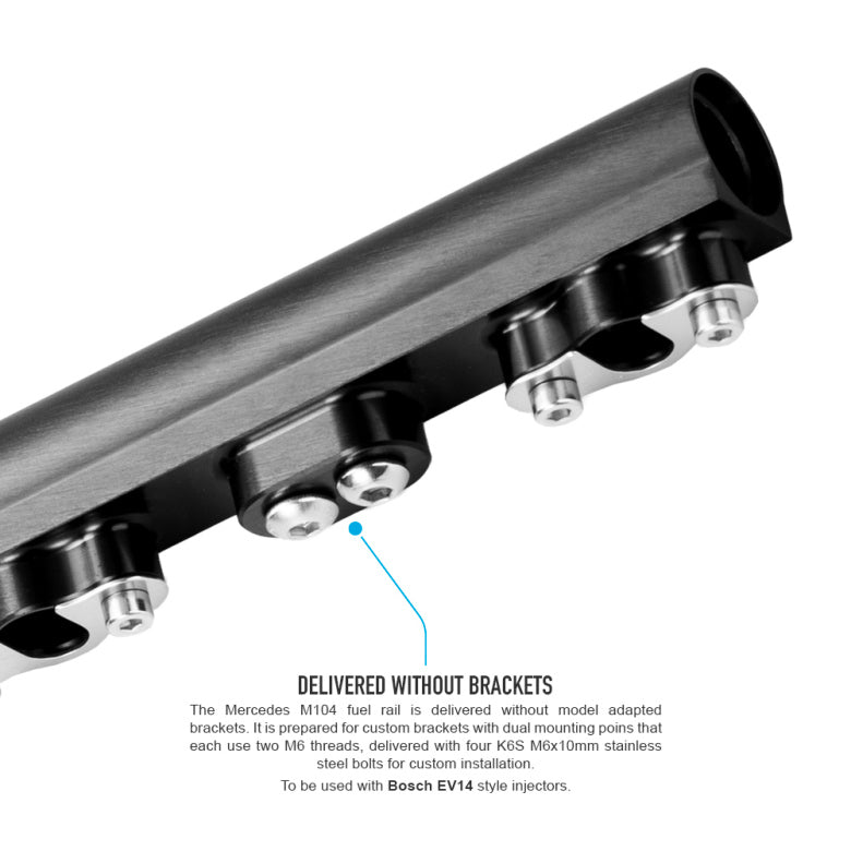 Mercedes 6cyl M104 fuel rail - without brackets (Including AN6 or AN8 Rail Fittings)-5