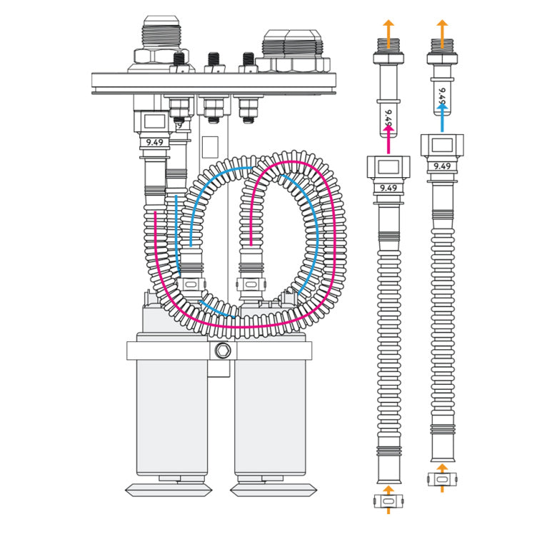 In-tank dual fuel pump mounting kit, quick connect and E85 proof-2