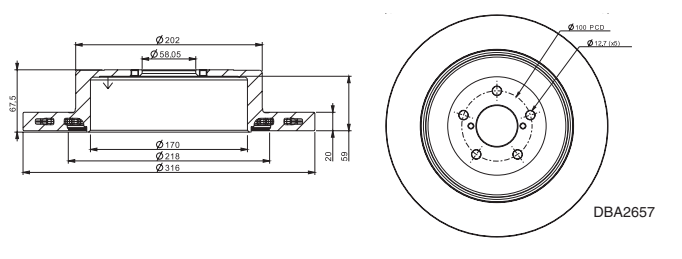 Subaru Forester / Impreza / Liberty DBA 4000 Series T3 Rear Brake Discs (Pair)