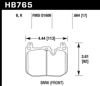 BMW 2 Series / 3 Series / 4 Series Hawk HPS 5.0 Front Brake Pads (HB765B.664)