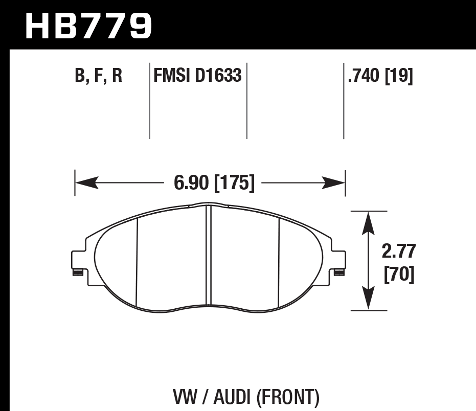 VW Arteon / CC / GTI / Audi A3 / Q3 / S3 Hawk HPS 5.0 Front Brake Pads