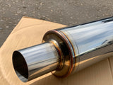 Martelius stainless rear silencer, 63mm (2.5") inlet with 89mm (4") outlet tip
