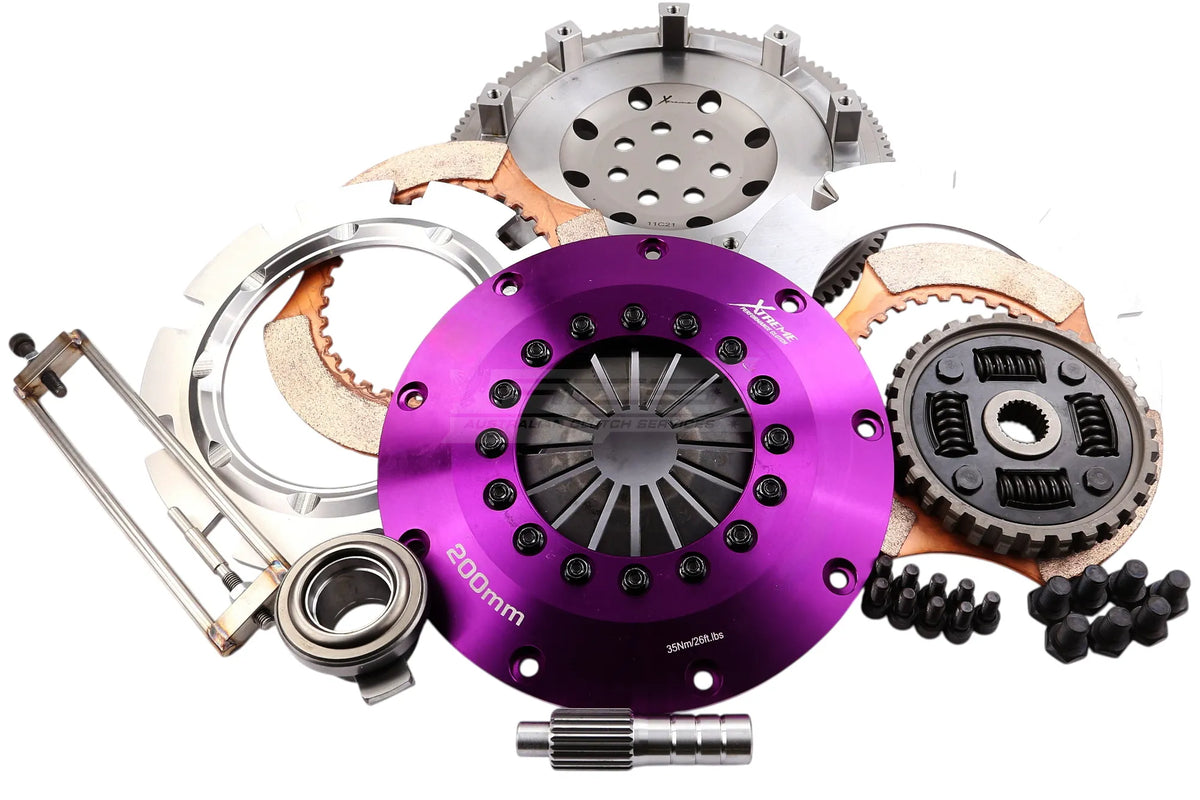 Mitsubishi Lancer Xtreme Performance 200mm Sprung Ceramic Twin Plate Clutch Kit Incl Flywheel 1200Nm