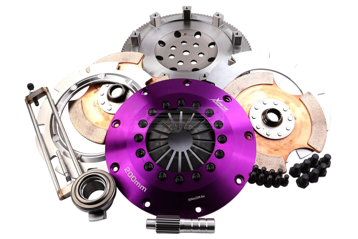 Mitsubishi Lancer Xtreme Performance 200mm Rigid Ceramic Twin Plate Clutch Kit Incl Flywheel 1200Nm