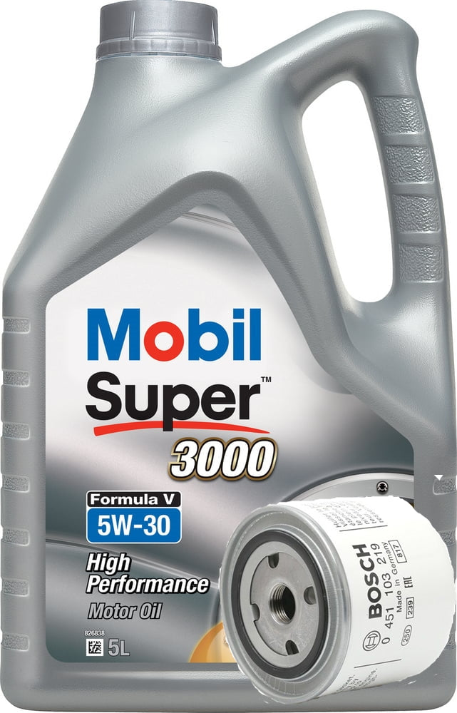 Volvo 240/740/940 Mobil 1 5W-30 Formula V Super 3000 Engine Oil & Filter Kit 5L (Bosch Filter)