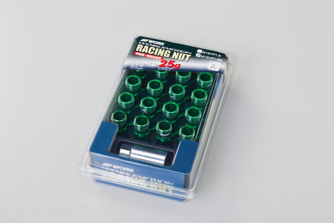 Work Wheels Japan M12x1.5 Aluminium Locking Wheel Nuts Set Racing Nut Green