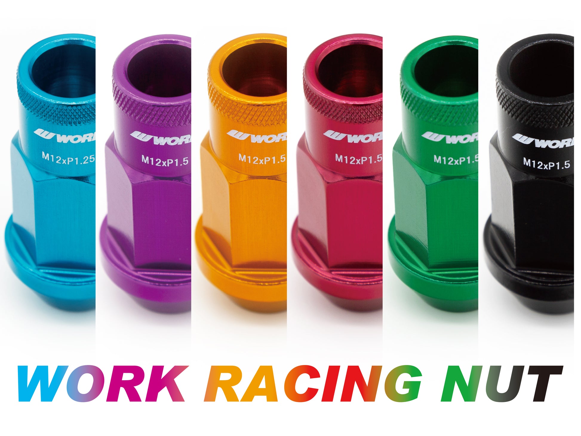Work Wheels Japan M12x1.25 Aluminium Locking Wheel Nuts Set Racing Nut Black-3