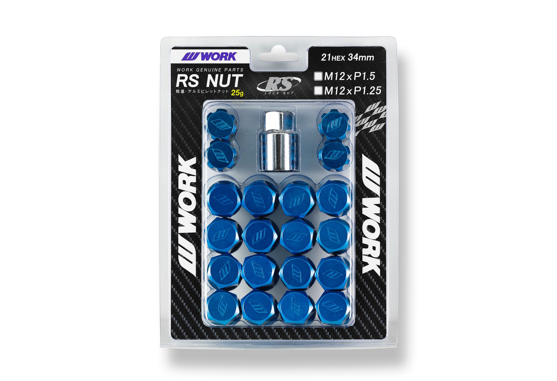Work Wheels Japan M12x1.5 Aluminium Locking Wheel Nuts Set RS Blue-1