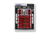 Work Wheels Japan M12x1.25 Aluminium Locking Wheel Nuts Set RS Red