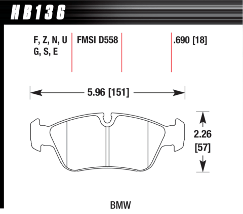 BMW 3 Series / Z3 Hawk HT-10 (18 mm) Front Brake Pads