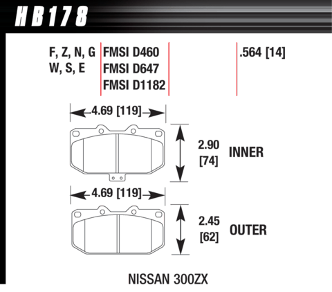 Nissan 300ZX Hawk HPS Front Brake Pads