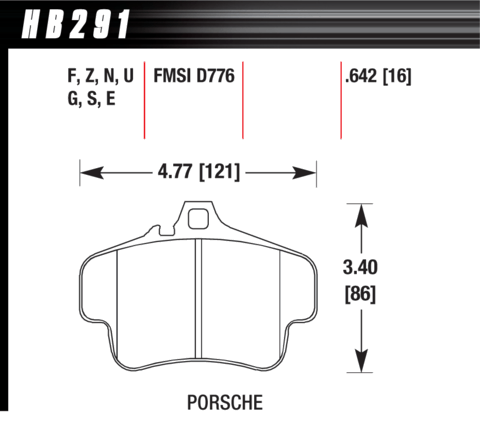 Porsche 911 / Boxster Hawk DTC-70 (16 mm) Brake Pads