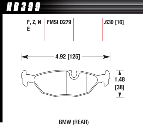 BMW 3 Series / 5 Series / 6 Series Hawk Street Race Rear Brake Pads