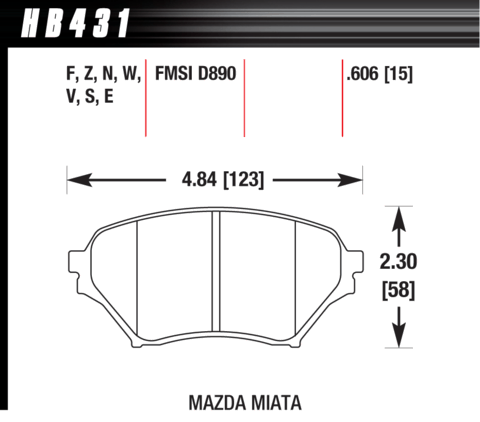 Mazda MX-5 Hawk DTC-30 (15 mm) Front Brake Pads