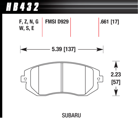 Subaru Baja / Forester / Impreza / Saab 9-2X Hawk HPS 5.0 Front Brake Pads