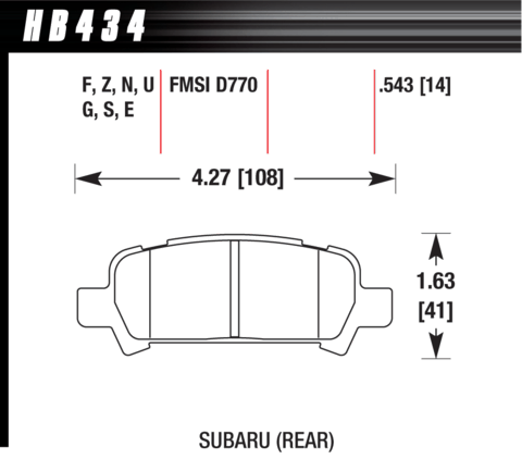 Subaru Baja / Forester / Impreza Hawk HP Plus Rear Brake Pads