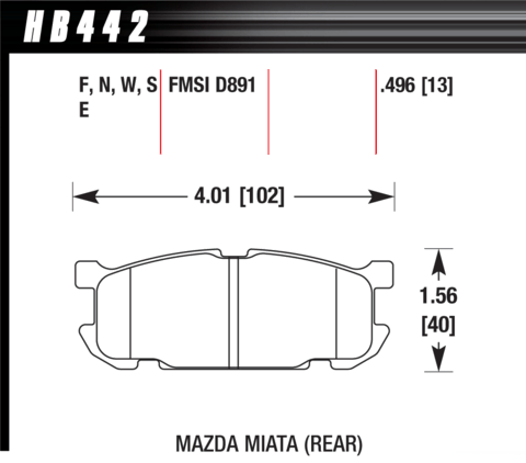 Mazda MX-5 Hawk HP Plus Rear Brake Pads (HB442N.496)