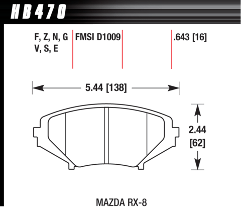Mazda RX-8 Hawk HP Plus Front Brake Pads