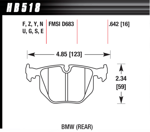 BMW 3 Series / 7 Series / M3 / Land Rover Range Rover Hawk HP Plus Rear Brake Pads