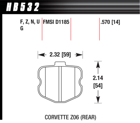Chevrolet Corvette Hawk HP Plus Rear Brake Pads