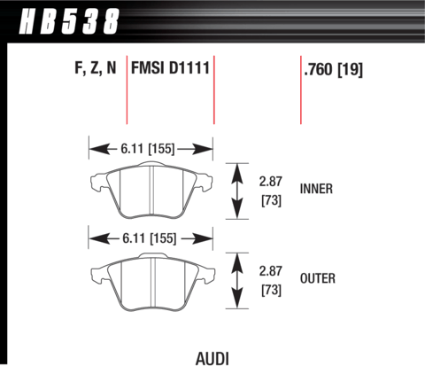 Audi A4 / A6 Hawk HPS 5.0 Front Brake Pads
