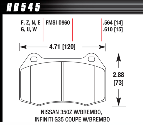 Nissan Skyline V35 / 350Z / Maserati Gran Sport Hawk HPS 5.0 Front Brake Pads