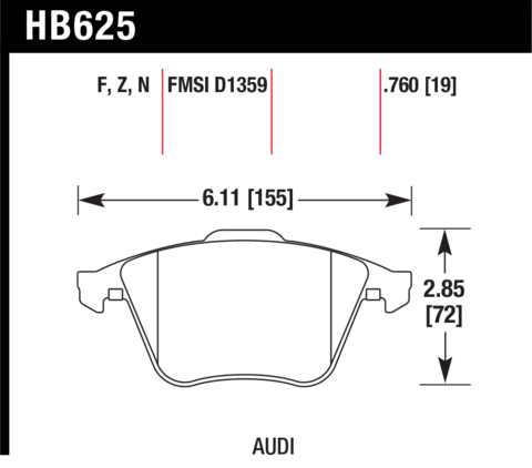 Audi TT / VW Golf / Golf R Hawk HP Plus Front Brake Pads