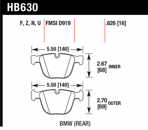 BMW 1 / 5 Series / 6 Series Hawk Performance Ceramic Rear Brake Pads