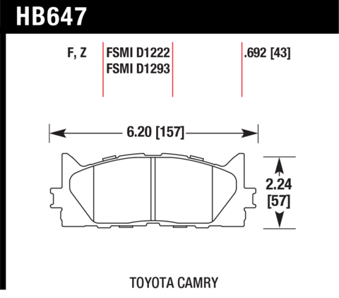 Toyota Avalon / Camry / Lexus ES300h / ES350 Hawk HPS Front Brake Pads