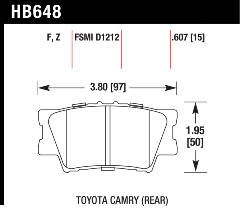 Toyota Avalon / Camry / Matrix / Lexus ES300h / ES350 / HS250h Hawk HPS 5.0 Rear Brake Pads