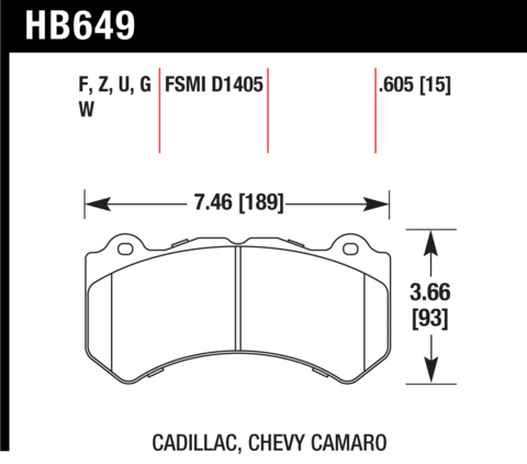 Chevrolet Camaro / Corvette Hawk HPS 5.0 Front Brake Pads