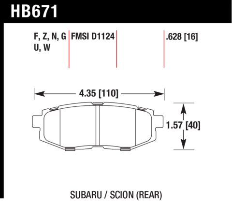 Toyota GT86 / 86 / Subaru B9 / BRZ / Forester Hawk HP Plus Rear Brake Pads